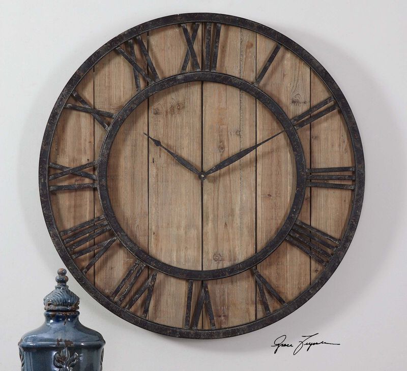 Uttermost Powell Wooden Wall Clock image number 1